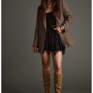 12th Tribe Bexley Black Lace Trim Mini Skirt Size Small